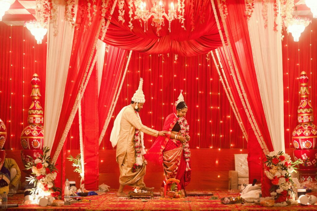 Vibrant traditional Bengali wedding ceremony capturing rich cultural elements in West Bengal, India.